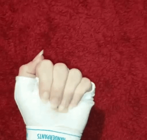 a white glove with a blue background
