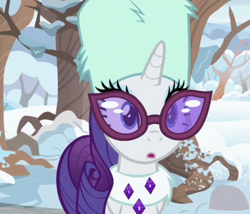 a pink and white pony is wearing glasses