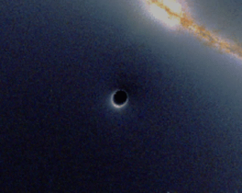 a black hole is in the background of a blue star