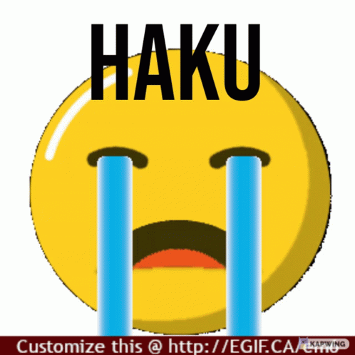 an emoticion picture of a face with the text haku