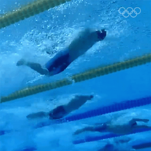 a person swimming underwater in a pool of water