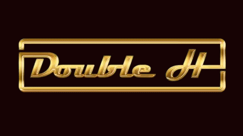 the double h logo, as well as a dark background