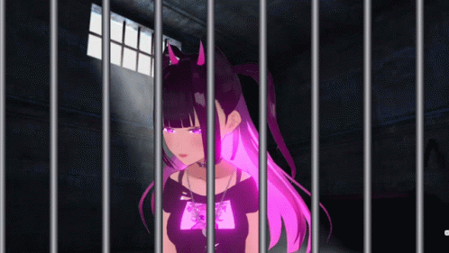 an animation image of a caged up pony