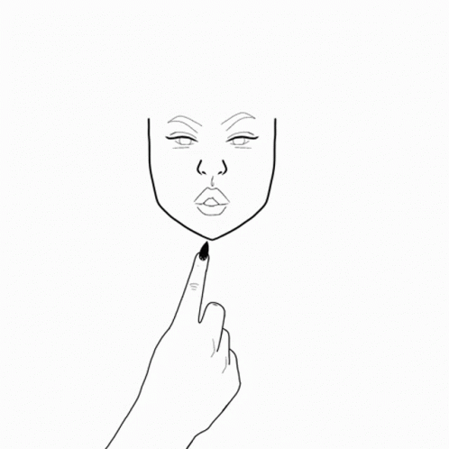 a female's face being drawn by hand