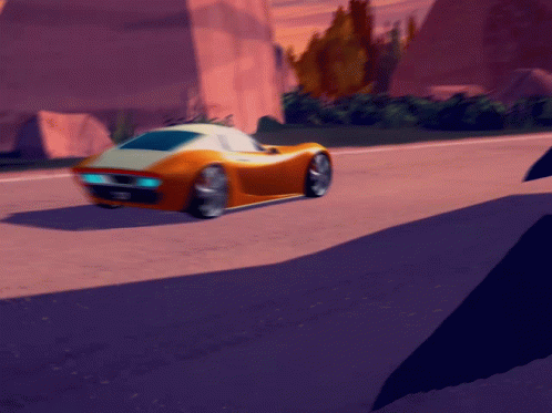 a small car in a stylized video game