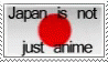 a stamp with a picture of a blue circle and text that reads japan is not just anime