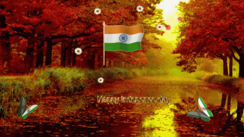 the flag of india is displayed with a forest