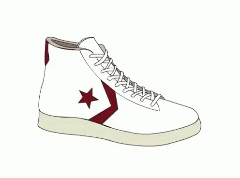 a white shoe with blue star detailing on top
