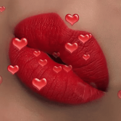 the lips of a person are painted with hearts