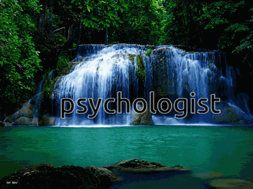 a waterfall with the word psychhologist in a graphic above it