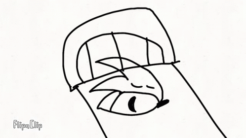 the lines and shapes indicate the face of a person with the eye closed