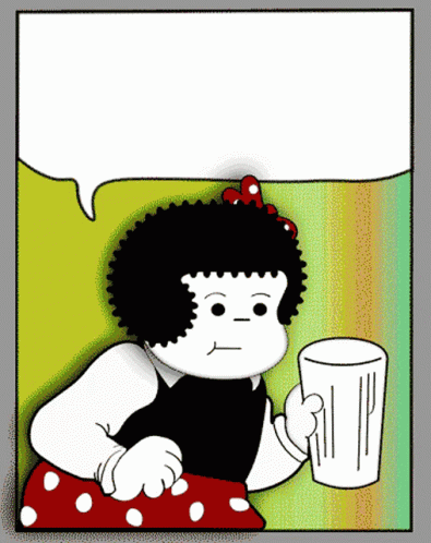 the cartoon woman holds up a beer