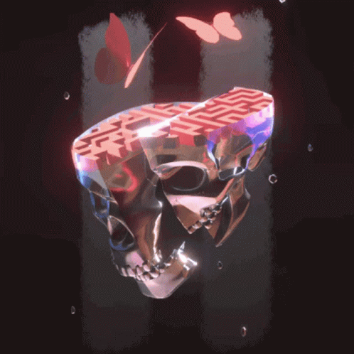 a colorful 3d skull with black background