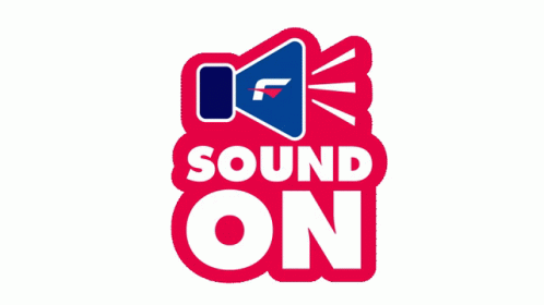 the logo for sound on with a horn