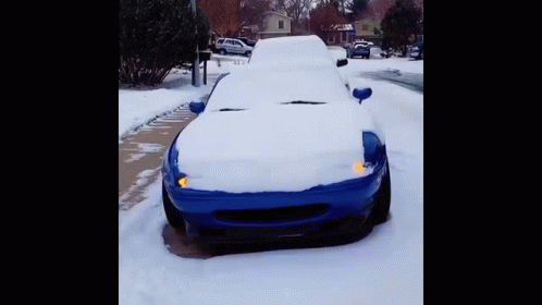 a car parked in the middle of winter