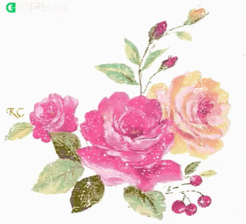 this is the front side of a digital card showing watercolor roses