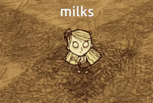a woman standing in water next to the words milks