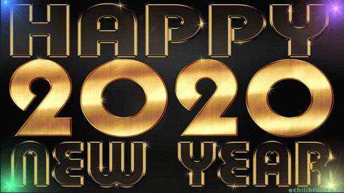 a happy new year sign made up of shiny letters