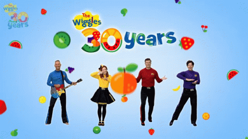 the wiggles'80s years is an animated show featuring five animated characters in a line up