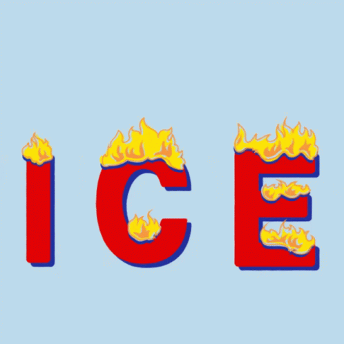 the letters ice are shaped into two parts