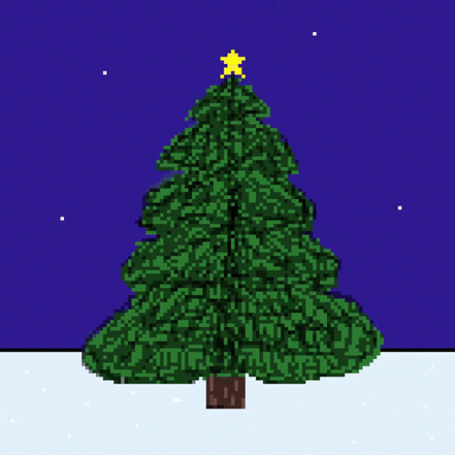 a pixellated pixeled picture of a christmas tree