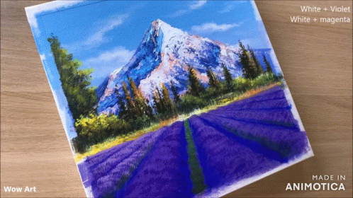 a painting that has been painted in the shape of mountains