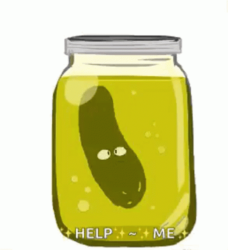 a jar with a pickle on the inside of it