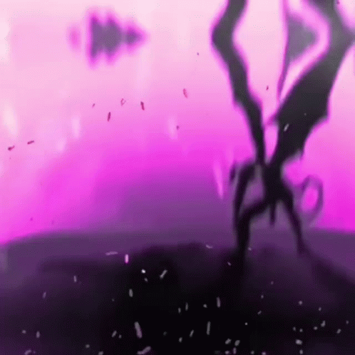 black silhouette of woman performing aerial dance in front of a purple sunset
