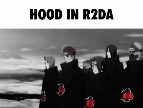 a poster for hood in rdda with blue heart eyes