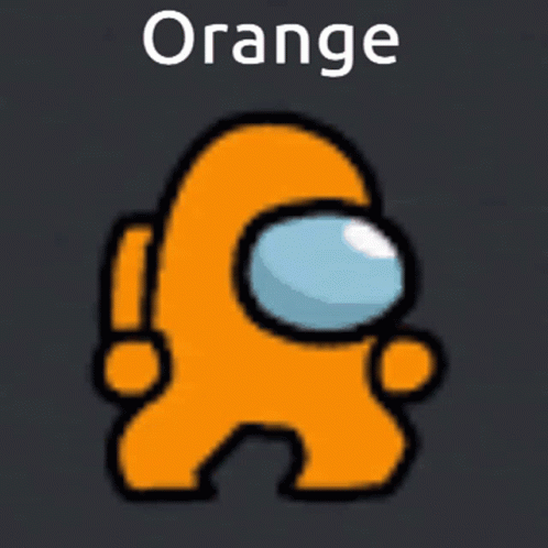 an orange and blue cartoon character with an i d texting message