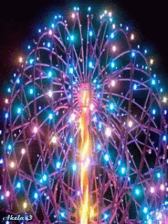 colorful fireworks in the sky, all lit up