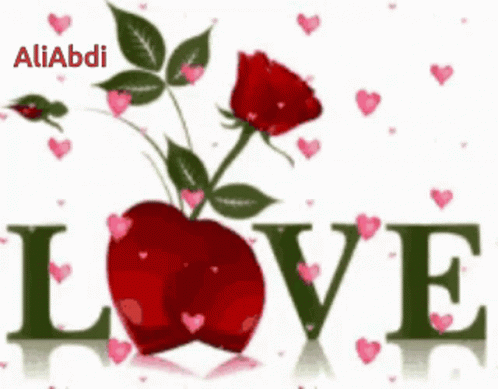 blue rose in the shape of an apple with text that says aljabii love