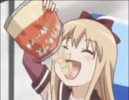 this anime girl is drinking soing from a cup