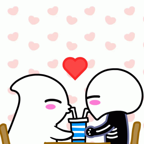 a couple kissing with a can of soda