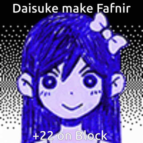 a digital drawing of a girl with red hair, and the text reads, daisue make fahir 12 on block