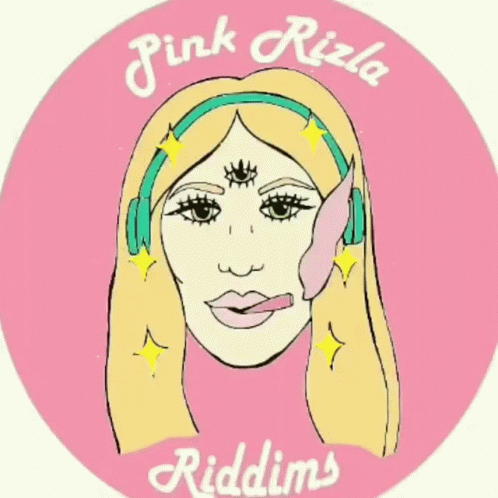 the pink rido ridim's logo with the image of a girl in headphones