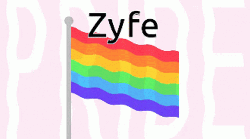 the word zyfe written in a rainbow - colored flag