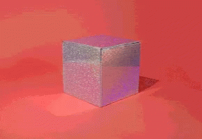 a box with a square pink and white color