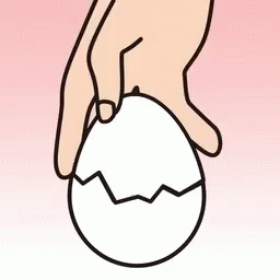 an animated illustration of a person standing on top of an egg