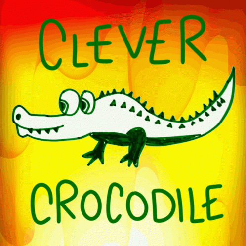 a painting of an alligator with captions on it