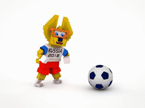 a stylized po of a figurine next to a soccer ball