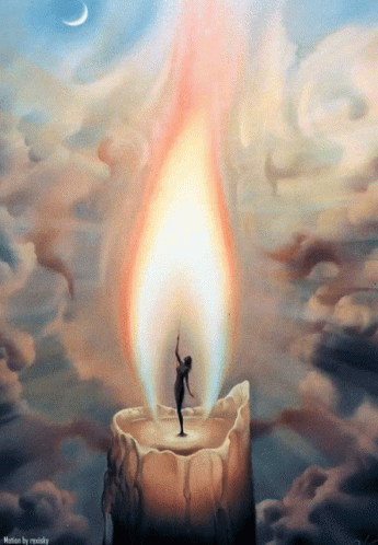 a man standing on top of a white candle