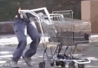 this person hing a shopping cart has just had to pull it