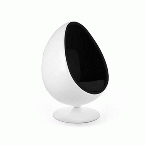a sphere chair with a black and white interior