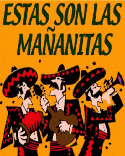 a blue poster with a group of people wearing hats and wearing sombreros