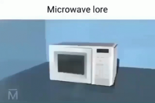 a microwave oven sitting on the ground in the middle of a room