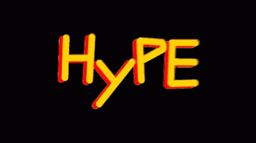 a dark background with the words hype in bright blue letters