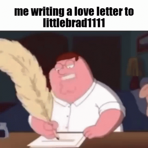 there is a man that writing a love letter to little tard 11