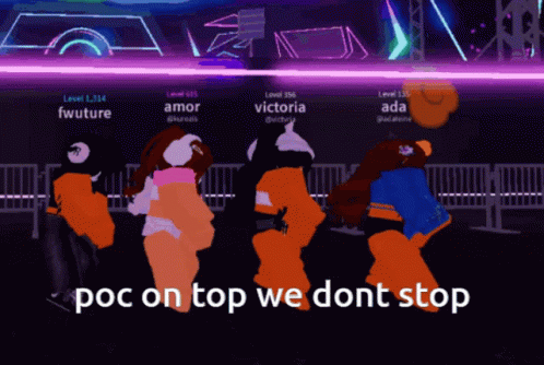 a cartoon is shown on top of the text poc on to we don't stop