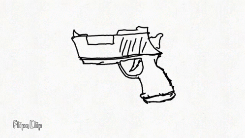 a drawing of a gun on white paper
